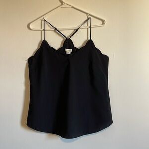 NWT J.Crew Scallop Tank Top 4 Black Loose Racer Contemporary Neutral Classy